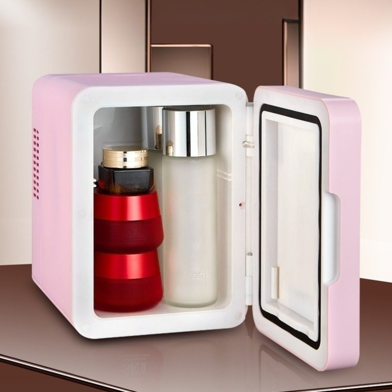 Luxury Zone - Tragbarer Mini-Make-up-Kühler, luxuriöser Kosmetikkühlschrank mit Spiegel,