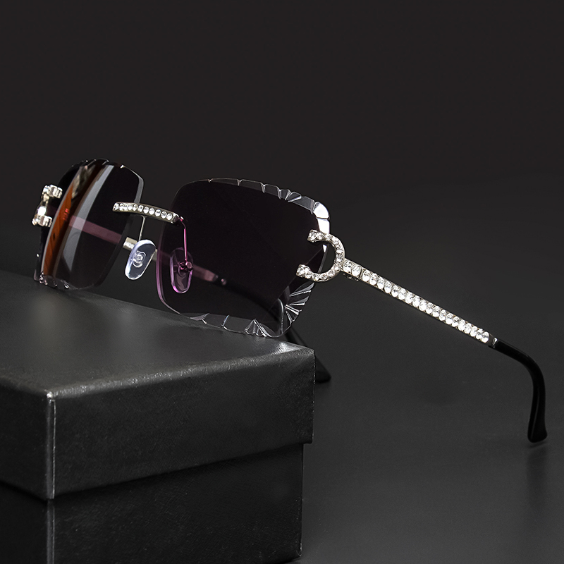Luxury Zone - Modische Randlose Quadratische Sonnenbrille Vintage Diamant