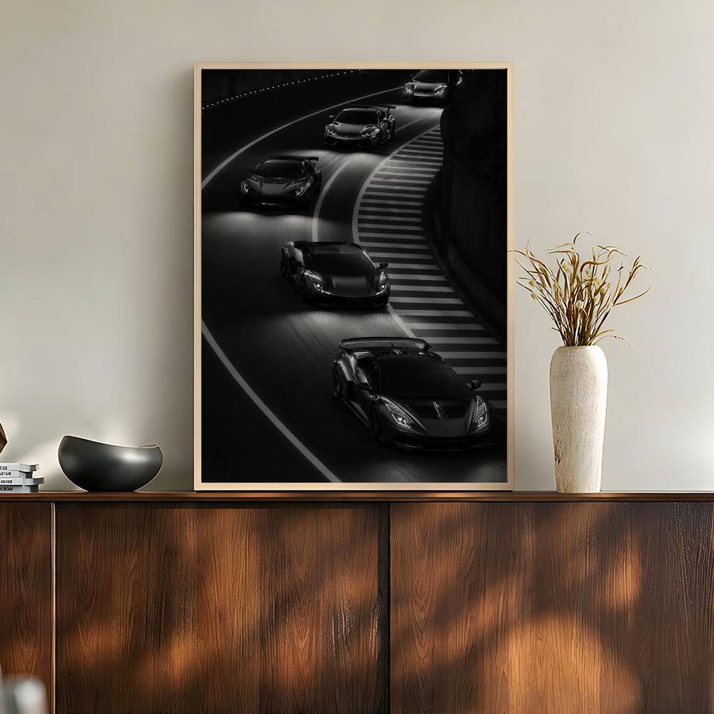 Luxury Lifestyle Cars - Luxus-Sportwagen Privatjet Monochromes Lifestyle-Grafikposter Moderne Ästhetische